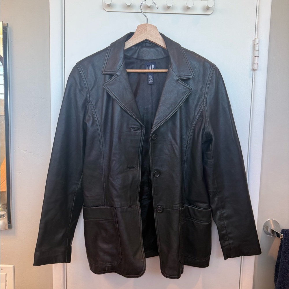 Vintage GAP Black Leather Blazer Jacket